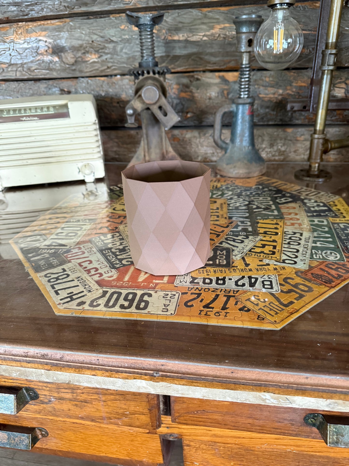 3D Printed Faceted Planter | Diamond Pattern | Modern PLA Indoor Pot | Minimalist Geometric Design