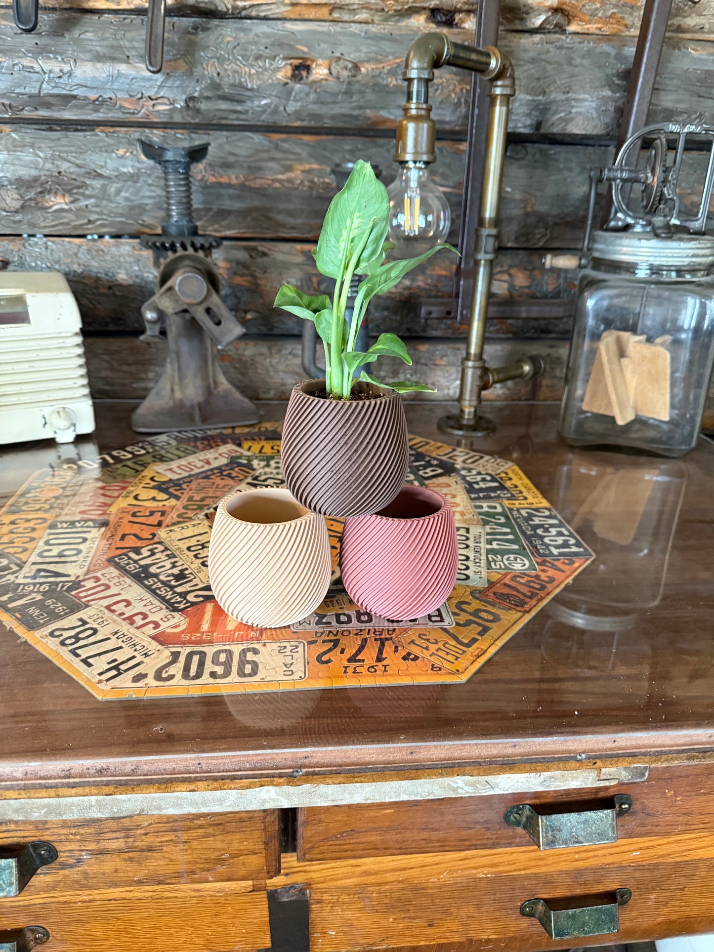 3D Printed Spiral Planter – Modern Mini Plant Pot for Succulents