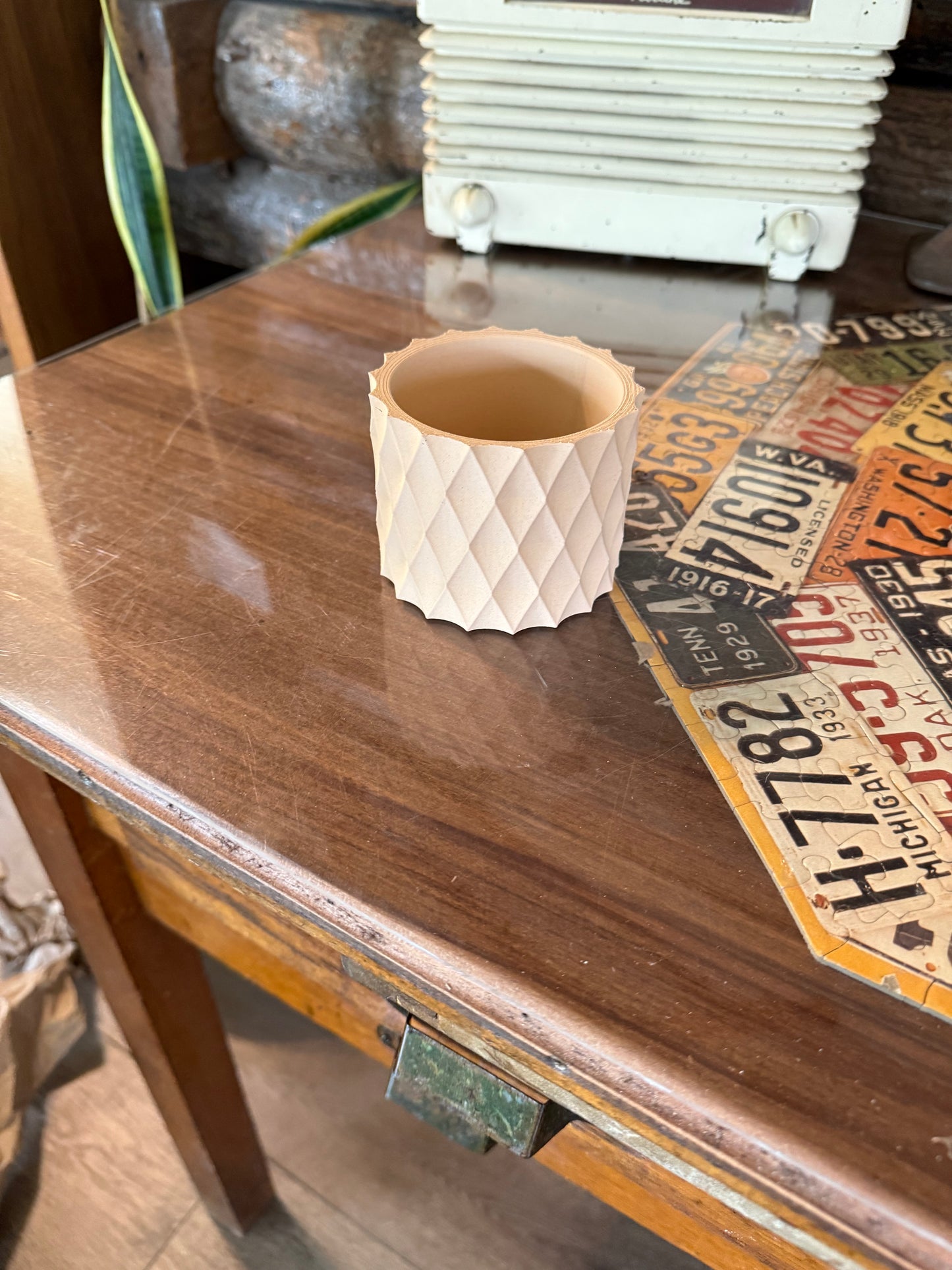 3D Printed Geometric Planter | Diamond Texture | Modern Indoor Plant Pot | Eco-Friendly PLA