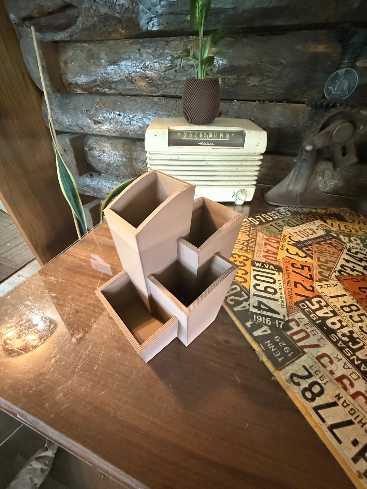 Modern Geometric Desk Organizer – 3D Printed Pen Holder