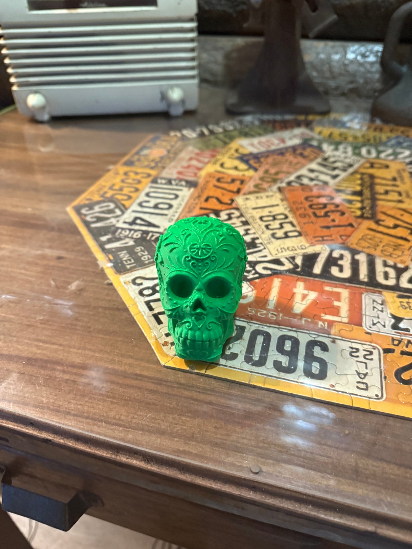 Sugar Skull Shift Knob – 3D Printed Gear Shifter for Hot Rods, Custom Cars & Halloween Decor