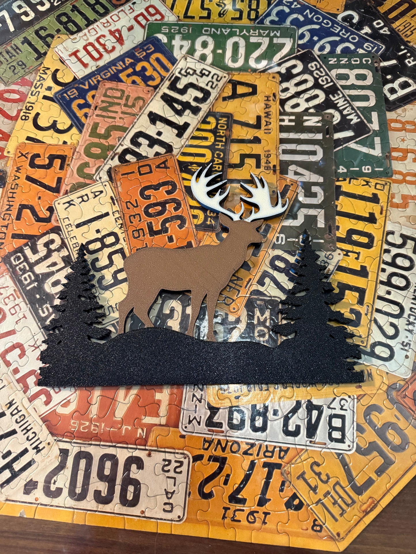 Rustic Deer and Pine Tree Silhouette Wall Art – Handmade Layered Décor