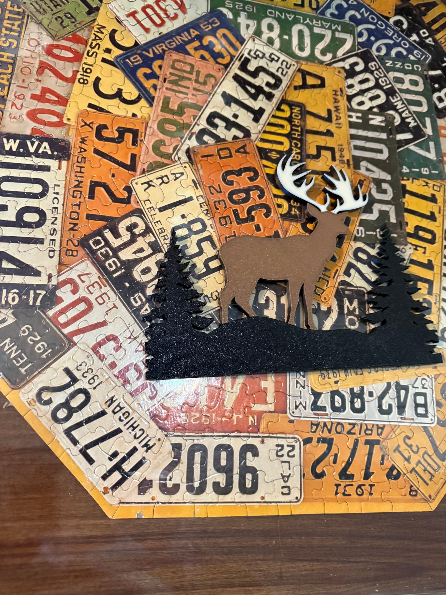 Rustic Deer and Pine Tree Silhouette Wall Art – Handmade Layered Décor