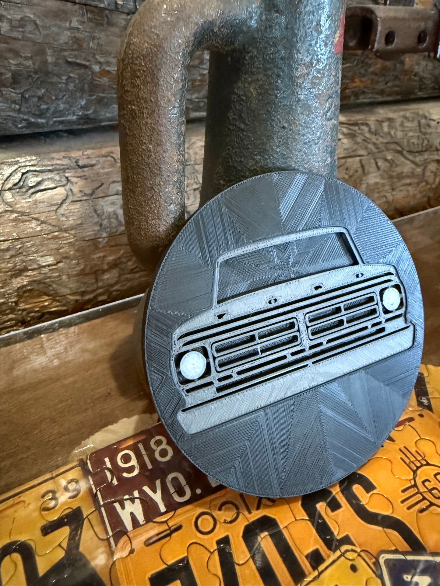 1972 Ford Truck Coaster Set of 4 – Vintage Pickup Grill Design, 3D Printed Automotive Drink Coasters