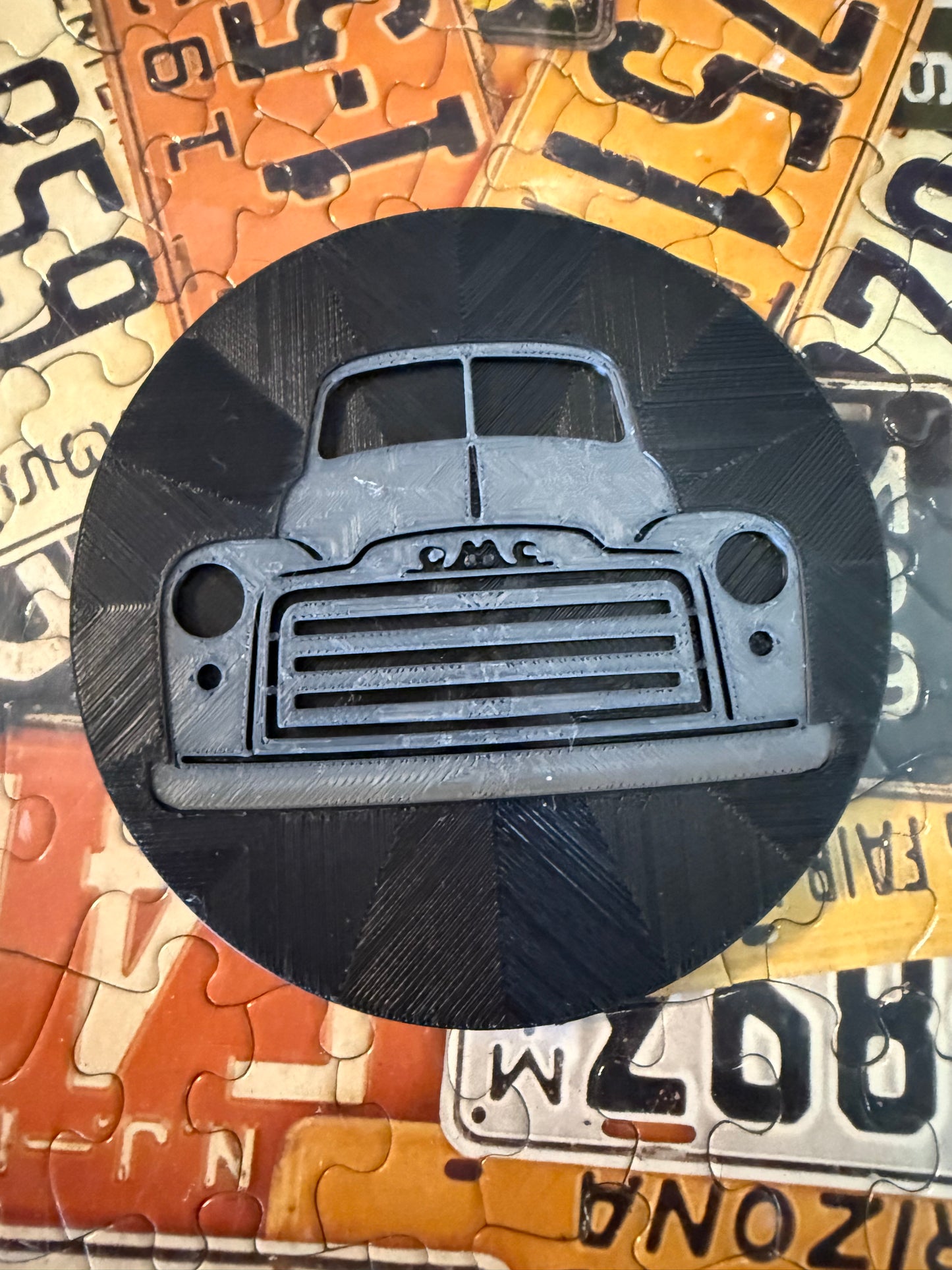 1948 GMC Truck Coaster – Vintage Grill Design, 3D Printed Automotive Drink Coaster