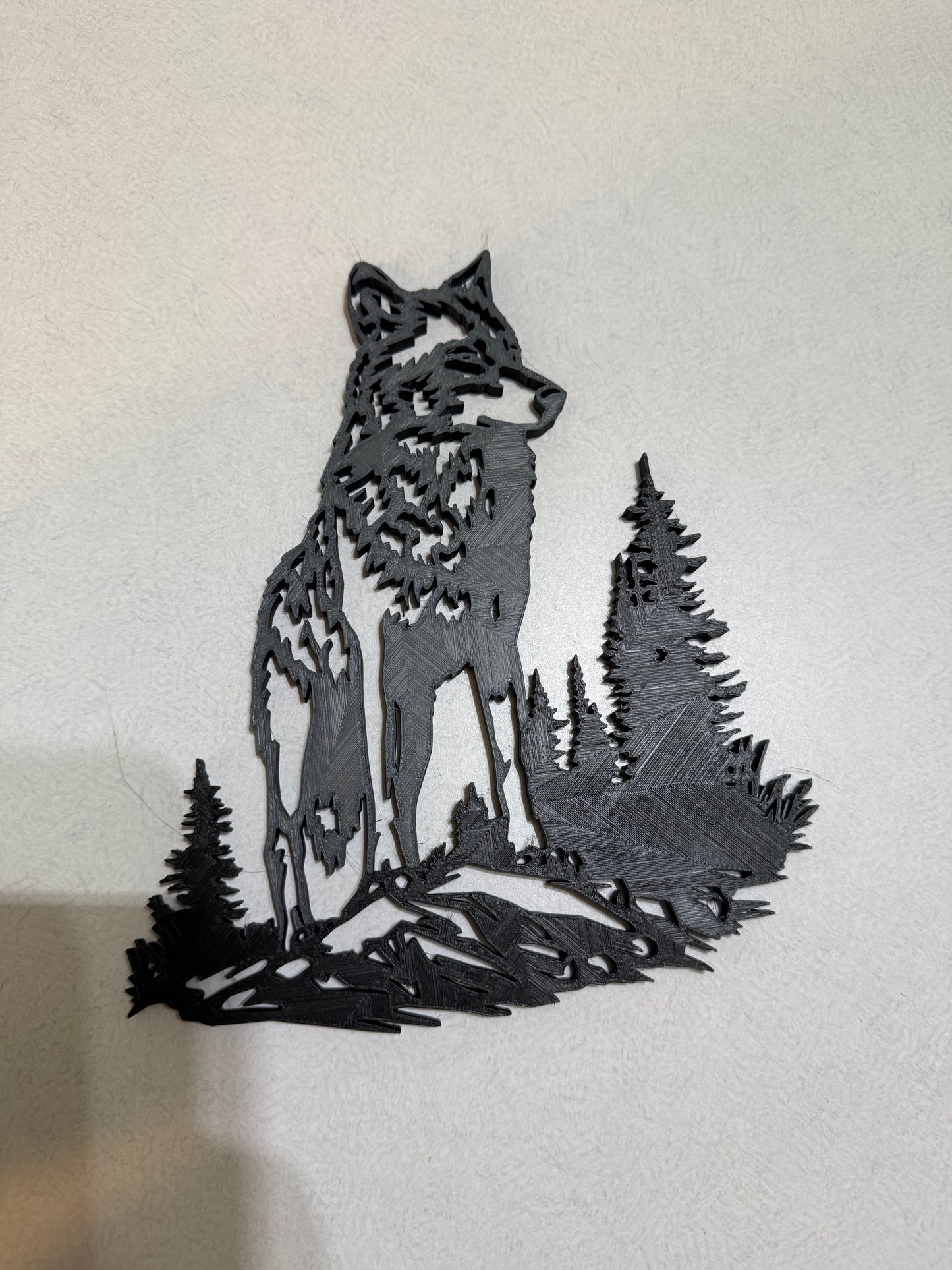 3D Printed Wolf Wall Art β Rustic Cabin & Lodge Decor | Wolf Silhouette | Wildlife Nature Scene | Farmhouse, Mountain, Woodland Gift