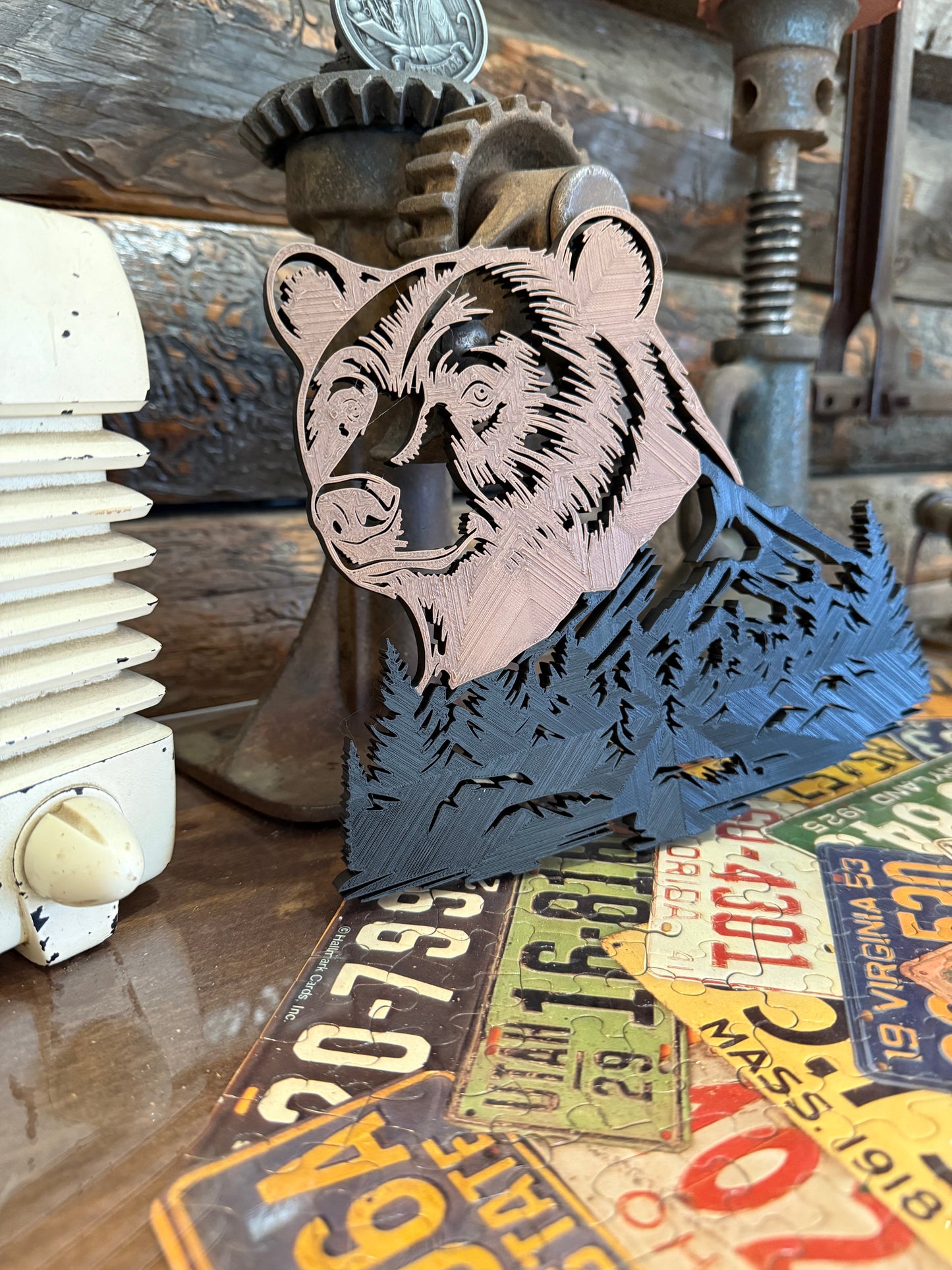 π» 3D Printed Bear Mountain Wall Art β Rustic Cabin Decor