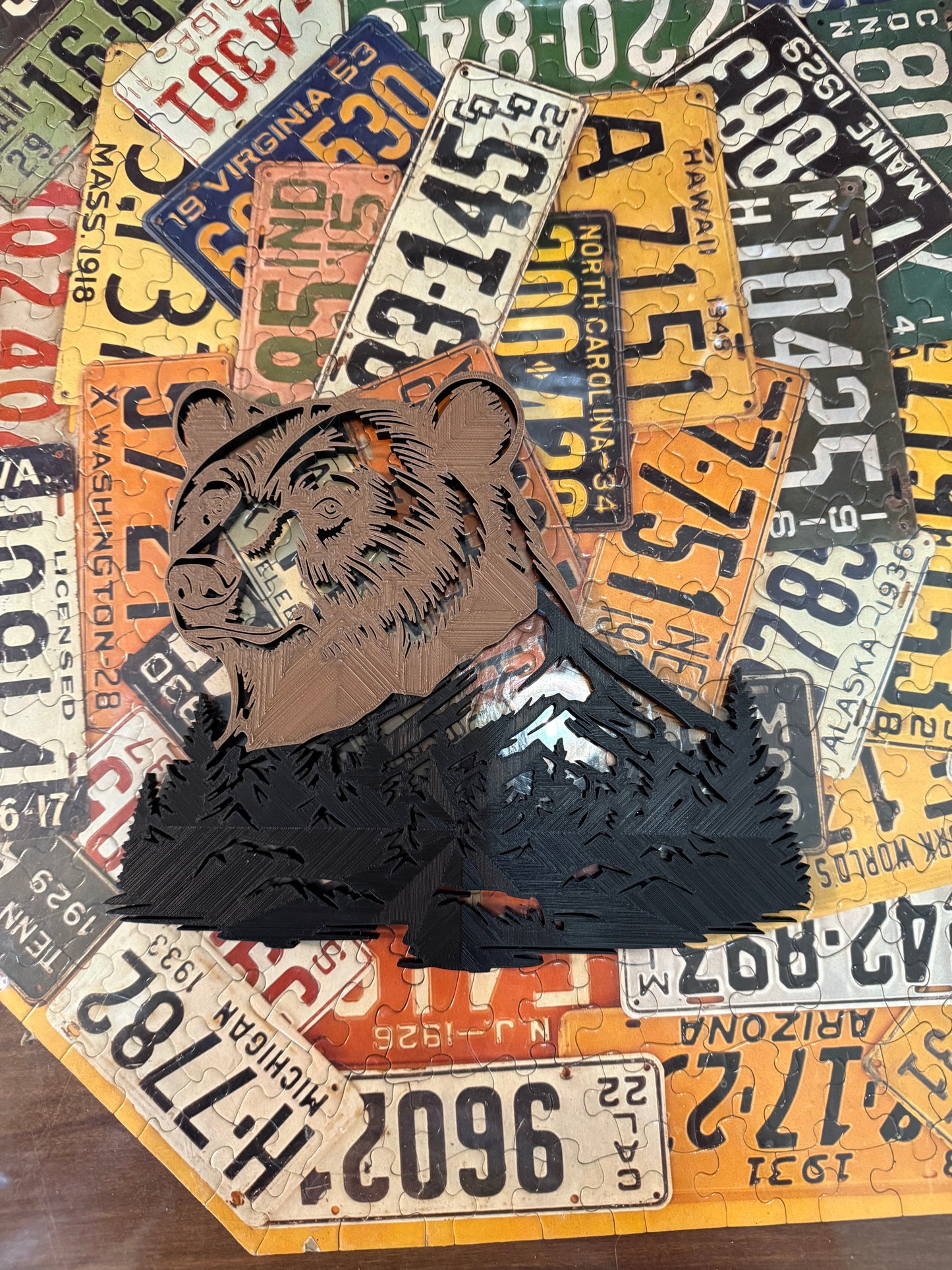 π» 3D Printed Bear Mountain Wall Art β Rustic Cabin Decor