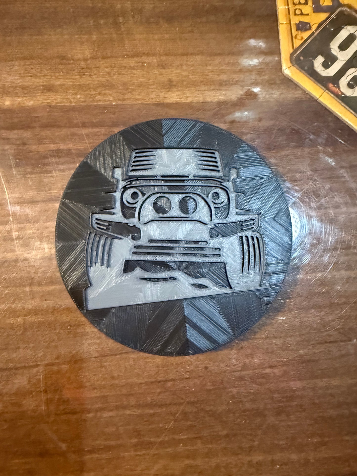 Set of 4 Jeep Coasters – 3D Printed Off-Road Drink Coasters – Jeep Wrangler Gift for Jeep Lovers, Rustic Home Décor