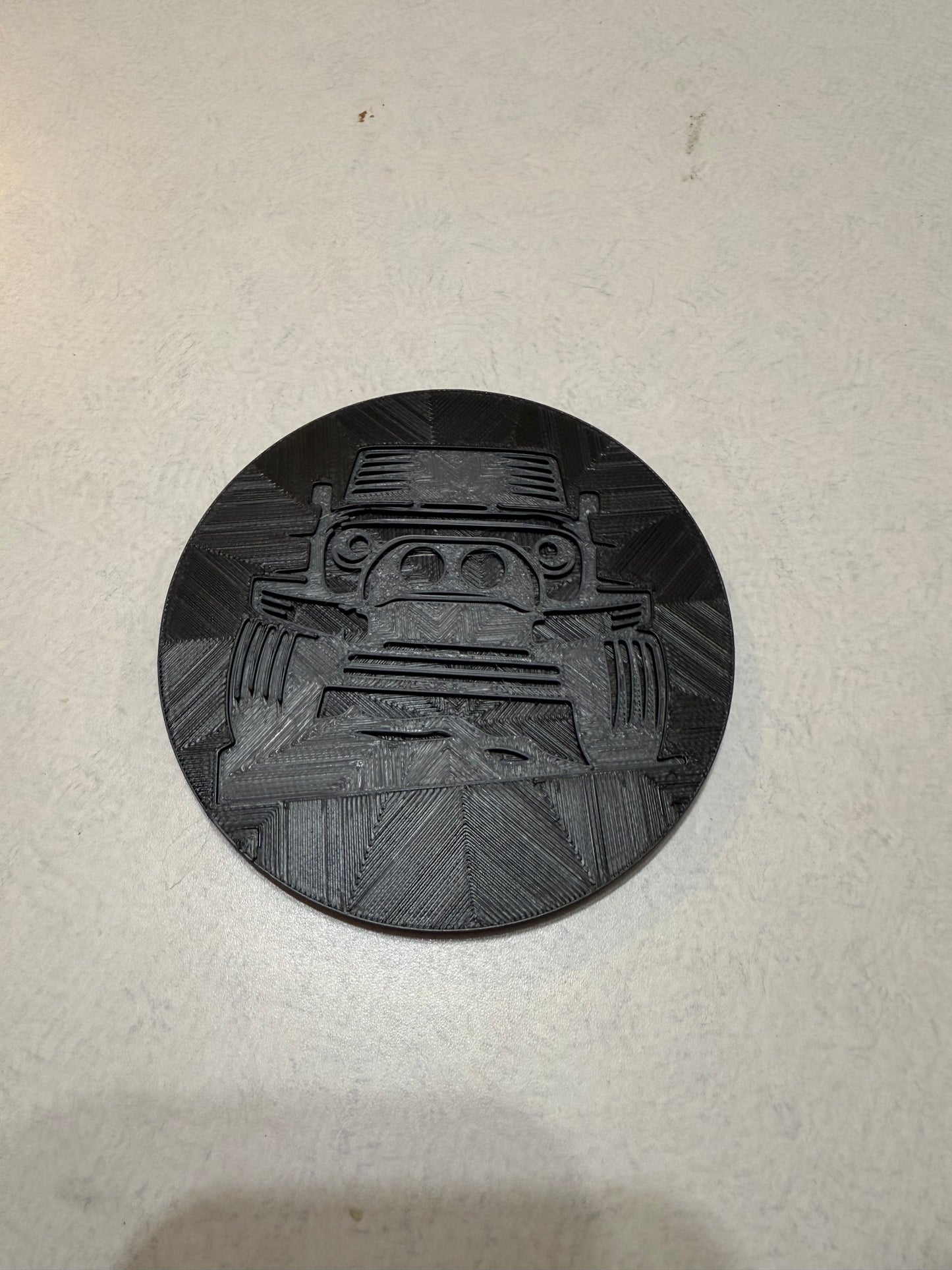 Set of 4 Jeep Coasters – 3D Printed Off-Road Drink Coasters – Jeep Wrangler Gift for Jeep Lovers, Rustic Home Décor