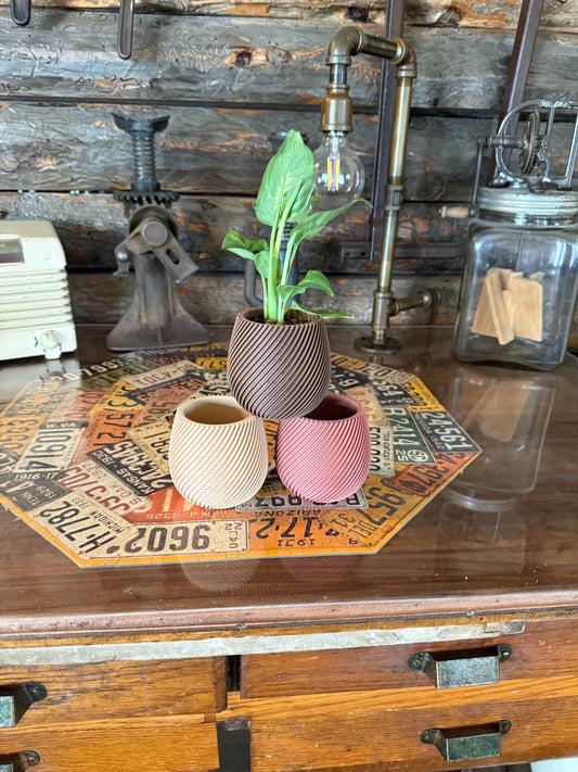3D Printed Spiral Planter – Modern Mini Plant Pot for Succulents