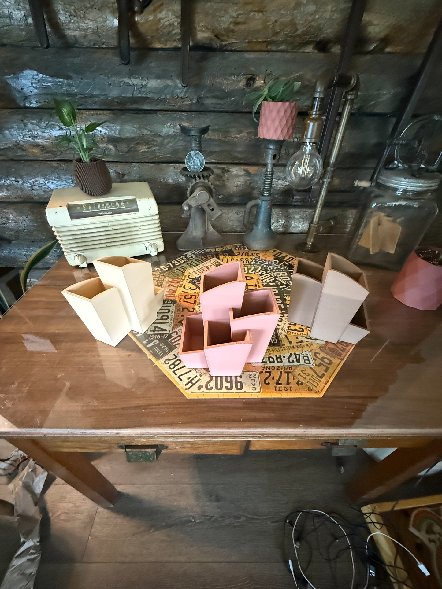 Modern Geometric Desk Organizer – 3D Printed Pen Holder