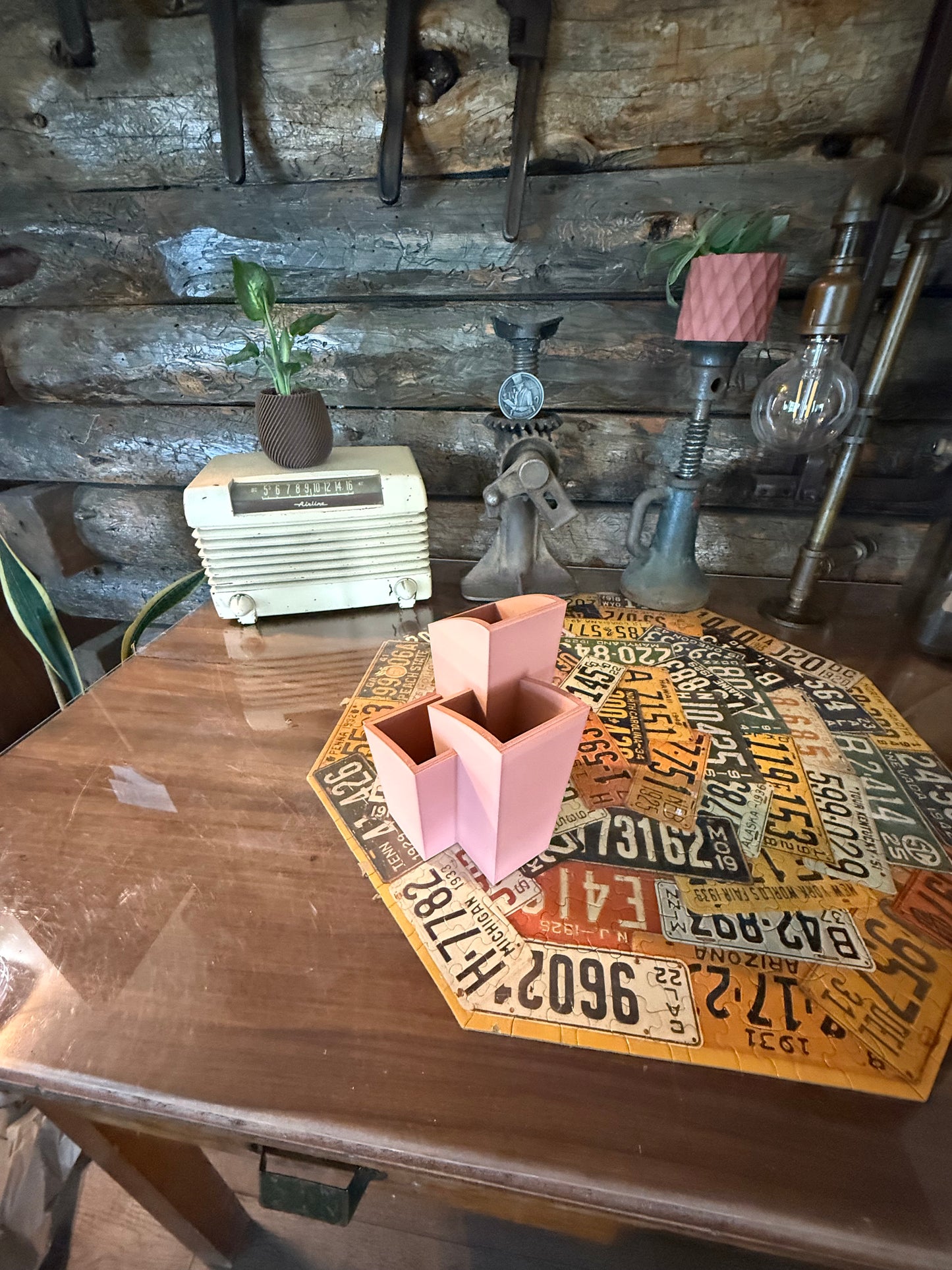Modern Geometric Desk Organizer – 3D Printed Pen Holder