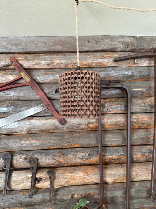 3D Printed Hanging Pendant Lamp – Rustic Honeycomb Design