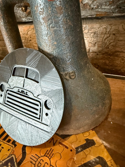 1948 GMC Truck Coaster – Vintage Grill Design, 3D Printed Automotive Drink Coaster