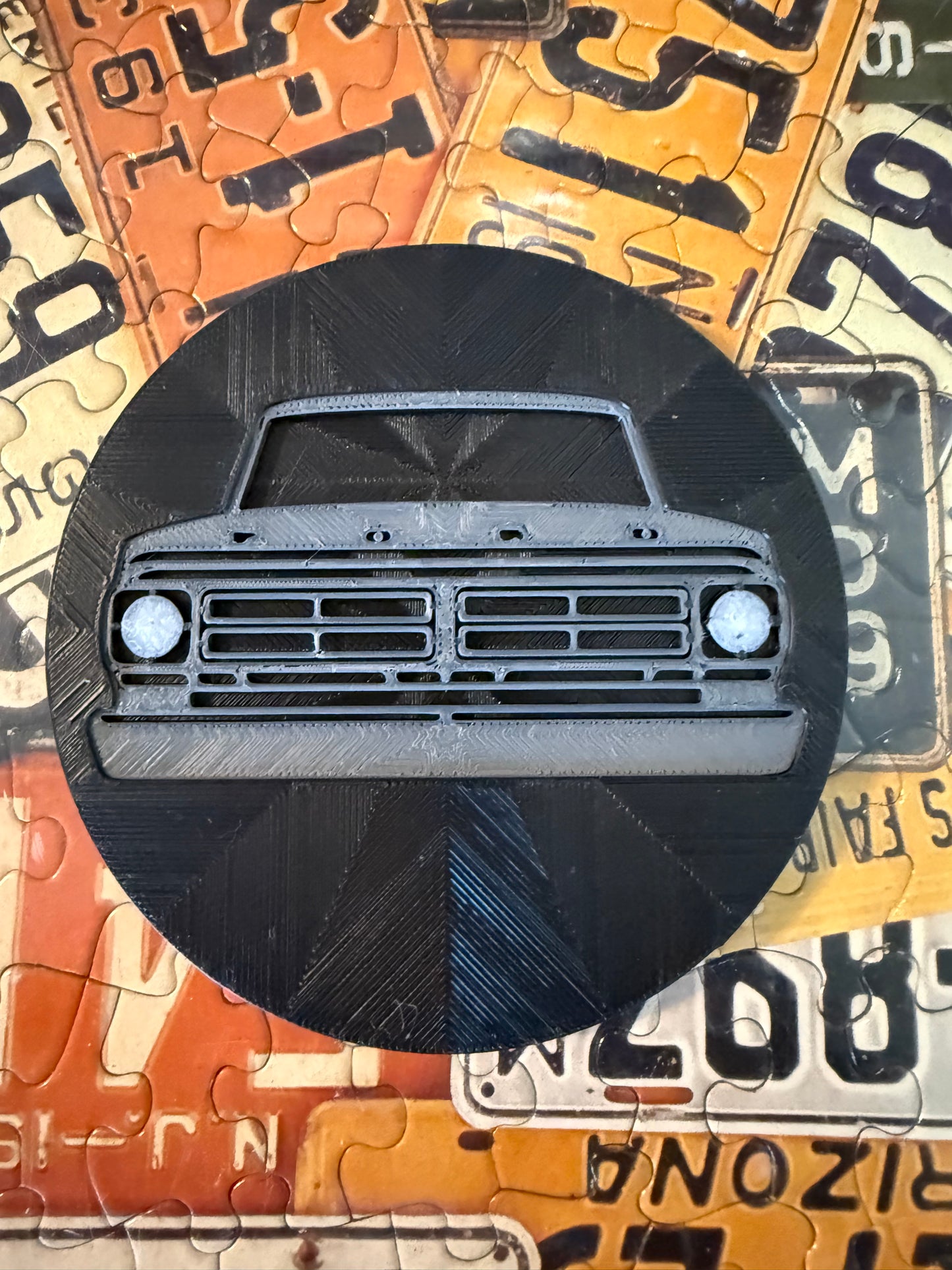 1972 Ford Truck Coaster Set of 4 – Vintage Pickup Grill Design, 3D Printed Automotive Drink Coasters