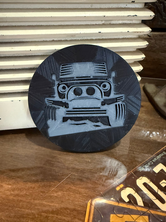 Set of 4 Jeep Coasters – 3D Printed Off-Road Drink Coasters – Jeep Wrangler Gift for Jeep Lovers, Rustic Home Décor